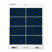 Campbell tartan blue green plaid etiket (Full Sheet)