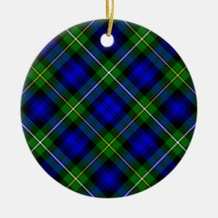 Campbell tartan blue green plaid keramisch ornament