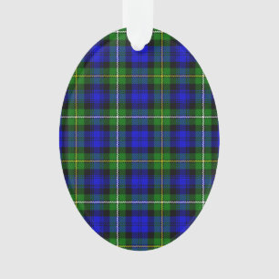Campbell tartan blue green plaid ornament