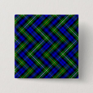 Campbell tartan blue green plaid vierkante button 5,1 cm