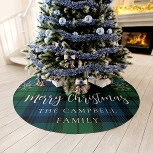 Campbell Tartan Groen Blauw Sneeuwvlokken Rustiek  Kerstboom Rok