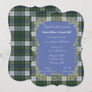 Campbell Tartan met gouden lijst uitnodiging