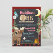 Camper Buffalo Plaid 1e Verjaardag Camping Kaart (Staand voorkant)