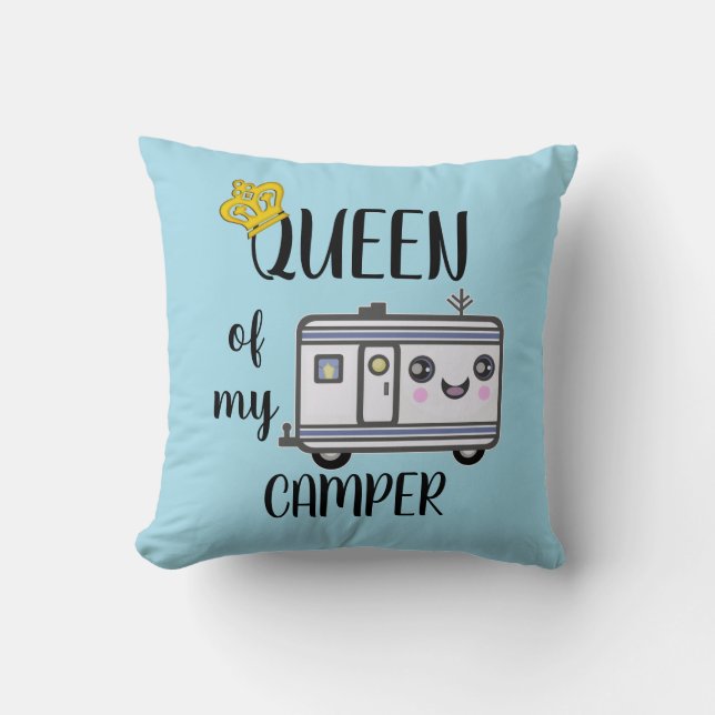 Camper Camping Funny RVing Lifestyle Pillow Blue Kussen (Voorkant)