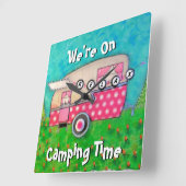 Camper Clock, we zijn op Camping Time, Glamping Vierkante Klok (Hoek)