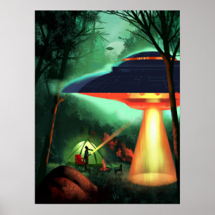 Camper confronteert een vliegende schok wanneer hi poster