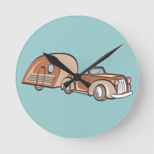 Camper en Auto Ronde Klok
