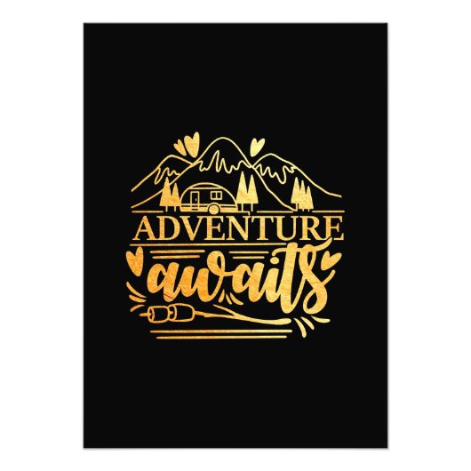 Camper Gift Adventure Is Awaits Foto Afdruk (Voorkant)