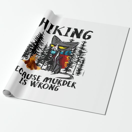 Camper Gift | Hiking Because Murder Is Wrong Xmas Cadeaupapier (Uitgerold)