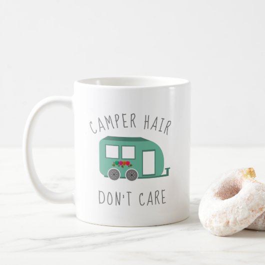 Camper Hair maakt geen RV Camping Glamping uit Koffiemok (Met donut)