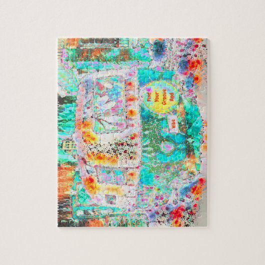 Camper Hippie Retro Art vindt je grove en vibe Legpuzzel (Verticaal)