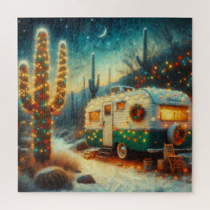 Camper Kerst in Desert Saguaro Cactus Legpuzzel