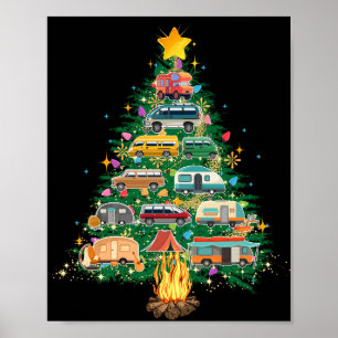 Camper kerstboomvoertuigen poster