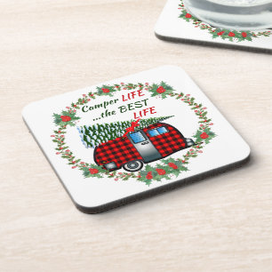 Camper Life Best Life Retro Kerstmis Bier Onderzetter