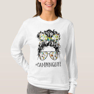 Camper Life Mom Camping Life Humor Skull For Campe T-shirt