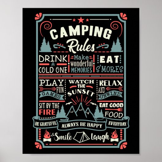 Camper Outdoor Tent Camping Rules Poster (Voorkant)