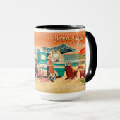 Camper Plage Retro + Mug Voiture Classique (Devant droit)