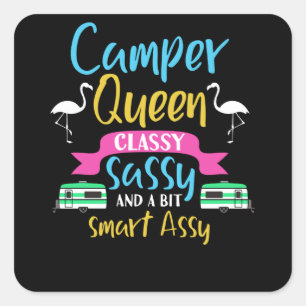 Camper Queen Classy Sassy Smart RV buiten Vierkante Sticker