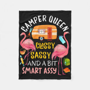 Camper Queen Cly Sy Smart Y Cool Camping Gift RV Fleece Deken