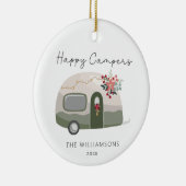 Camper Retro Green Kerstmis Keramisch Ornament (Rechts)