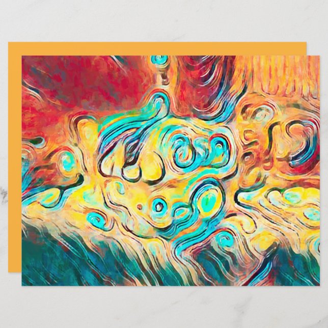 Camper Retro Hippie Colorful Yellow Red Abstract (Voorkant / Achterkant)