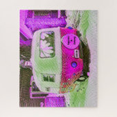 Camper Retro  Hippie Geluk is het kamperen Legpuzzel (Verticaal)