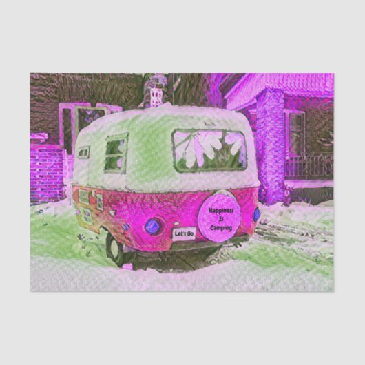 Camper Retro Hippie Geluk is het kamperen Tissuepapier (Voorkant)