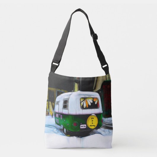 Camper Retro Hippie Life is een reis die gewoon ga Crossbody Tas (Voorkant)