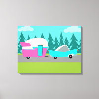 Camper Rétro / Remorque en toile étirée Impression