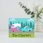 Camper Rétro / Remorque et carte postale (Debout devant)