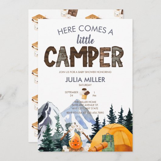 Camper | Rustisch Baby shower Kaart (Voorkant / Achterkant)