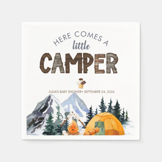 Camper | Rustisch Baby shower Servet (Voorkant)