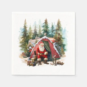 Camper Santa Claus Christmas Camping Waterverf Servet