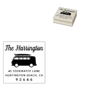 Camper Surfboard Familienaam Retouradres Rubberstempel (Gestempeld)