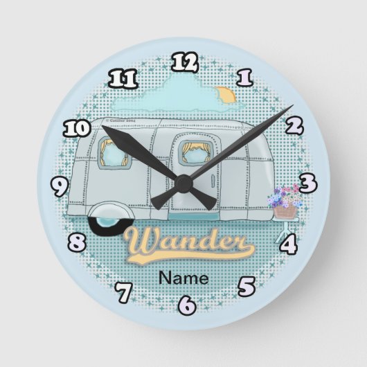 Camper Trailer Clock Ronde Klok (Voorkant)