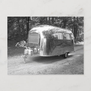 Camper Trailer, gepolijst als Caravel PC B&W Feestdagenkaart