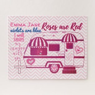  Camper Trailer Happy Valentine Day Kaart Legpuzzel