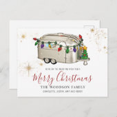  Camper Trailer Kerstvakantie Feestdagenkaart (Voorkant / Achterkant)