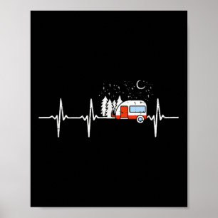 Camper Trailer Teardrop Heartbeat RV Camping Poster