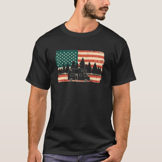 Camper USA Flag Caravan - Funny Camping_1 T-shirt (Voorkant)