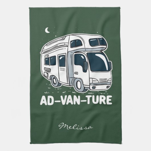 Camper Van Camping Adventure Theedoek (Verticaal)