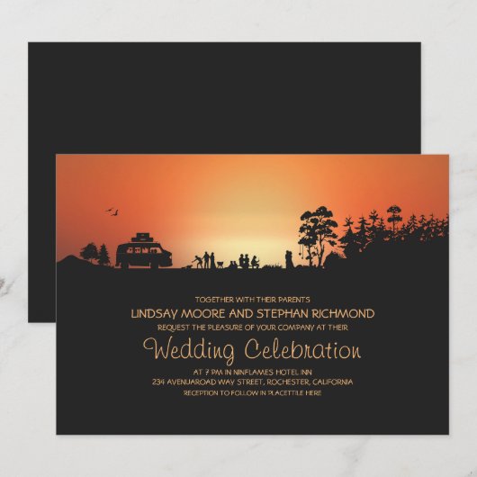 Camper van Camping Huwelijksuitnodigingen Kaart (Voorkant / Achterkant)