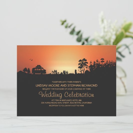 Camper van Camping Invitations de mariage (Debout devant)