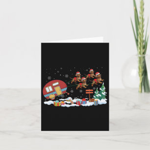 Camper Van Dachshund Hond Sleigh Kerstman Hoed Ker Kaart
