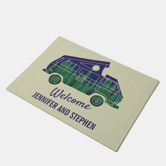 Camper Van met Pop omhoog Aangepaste Tent Deurmat (Schuin)