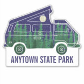 Camper Van met Pop omhoog Vertekende de Tekst van Sticker (Voorkant)