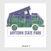 Camper Van met Pop omhoog Vertekende de Tekst van Sticker (Vel)