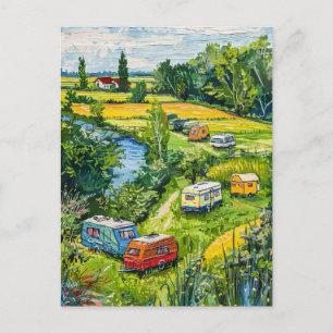 Camper Vans door Tulip Fields Fantasy Schilderij Briefkaart