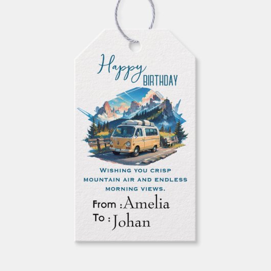 Camper Verjaardag  Cadeaulabel (Voorkant)