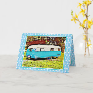 Camper vintage Bonjour ami Carte de voeux